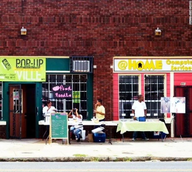 Volunteers doing neighborhood planting